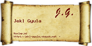Jekl Gyula névjegykártya